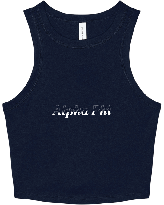 Alpha Phi Stitched Outline Cropped Tanks