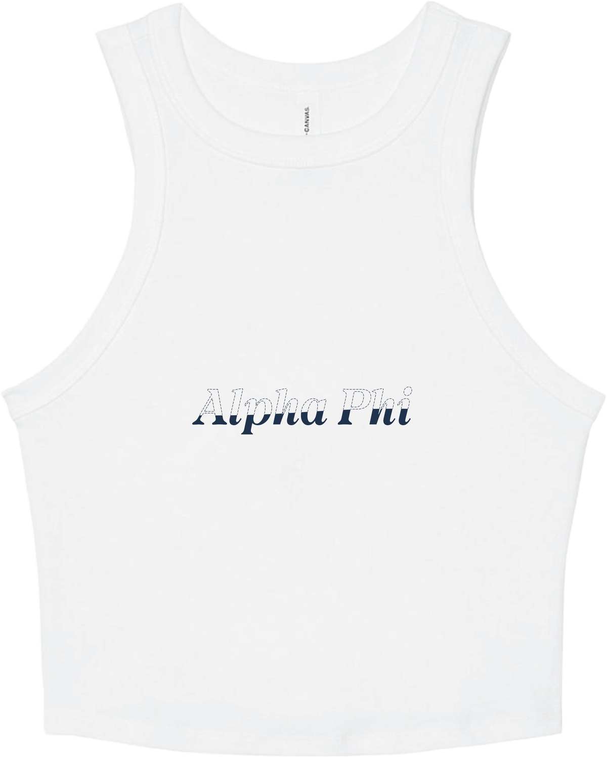 Alpha Phi Stitched Outline Cropped Tanks