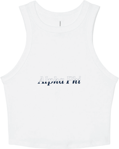 Alpha Phi Stitched Outline Cropped Tanks