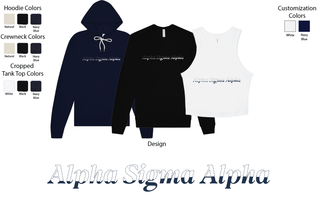 Alpha Sigma Alpha Stitched Outline Hoodies