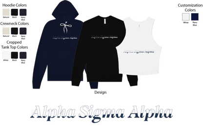 Alpha Sigma Alpha Stitched Outline Hoodies