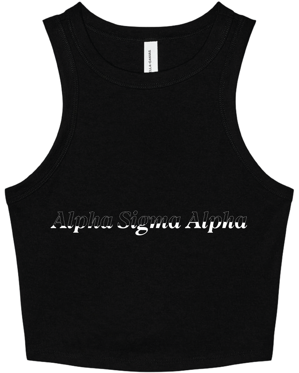 Alpha Sigma Alpha Stitched Outline Cropped Tanks