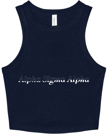 Alpha Sigma Alpha Stitched Outline Cropped Tanks