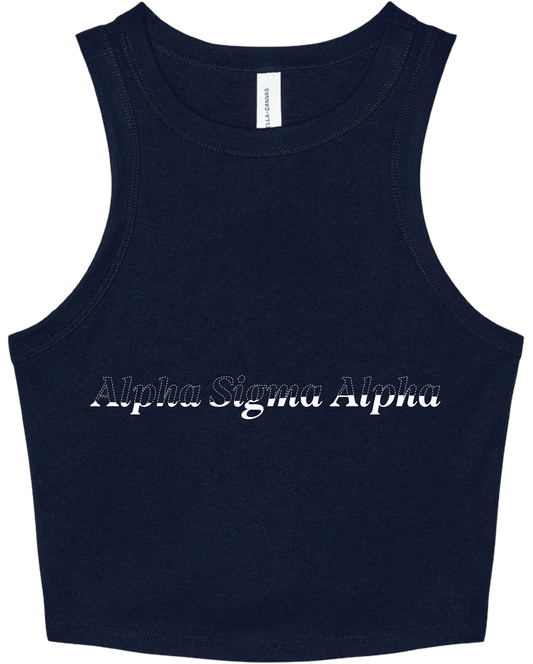 Alpha Sigma Alpha Stitched Outline Cropped Tanks