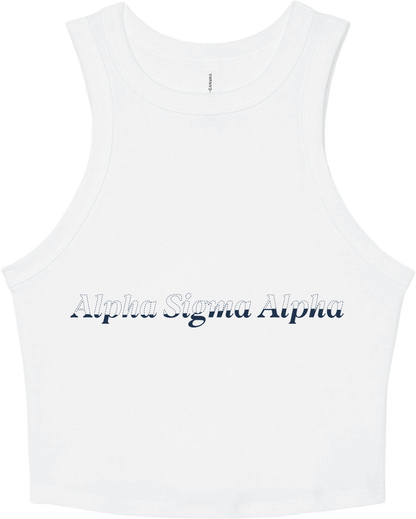 Alpha Sigma Alpha Stitched Outline Cropped Tanks