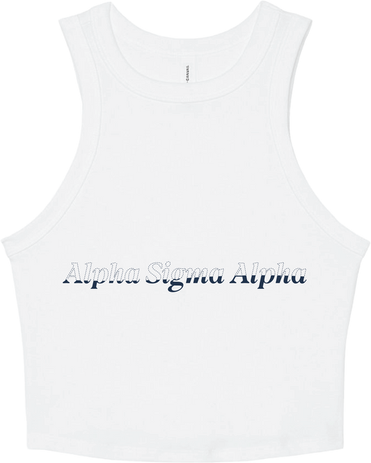 Alpha Sigma Alpha Stitched Outline Cropped Tanks