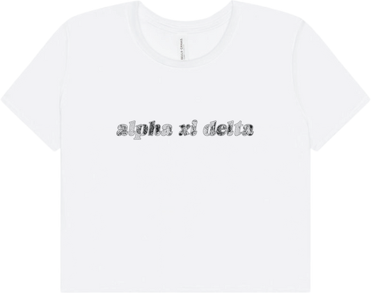 Alpha Xi Delta Lace Print Crop Top