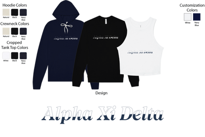 Alpha Xi Delta Stitched Outline Crewnecks