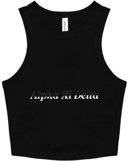 Zeta Tau Alpha Stitched Outline Cropped Tanks