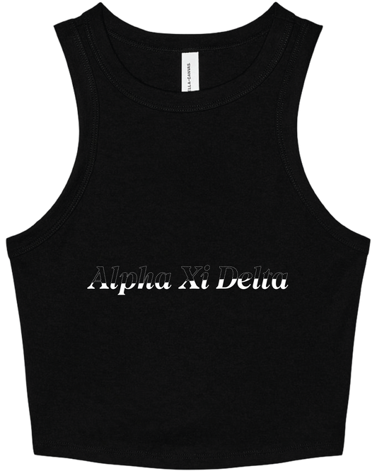 Zeta Tau Alpha Stitched Outline Cropped Tanks