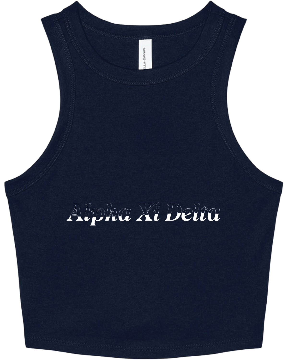 Alpha Xi Delta Stitched Outline Cropped Tanks