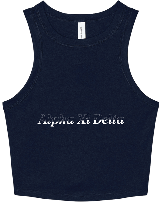 Zeta Tau Alpha Stitched Outline Cropped Tanks