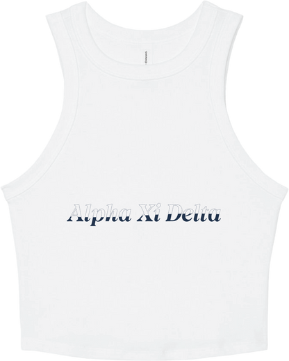 Alpha Xi Delta Stitched Outline Cropped Tanks