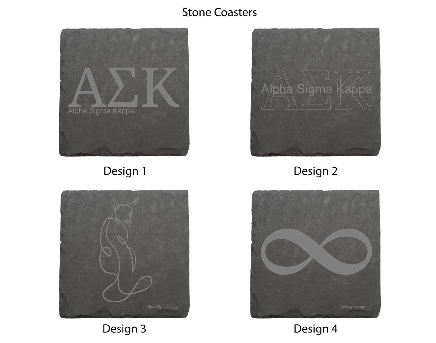 Alpha Sigma Kappa Stone Coasters - 4-Pack