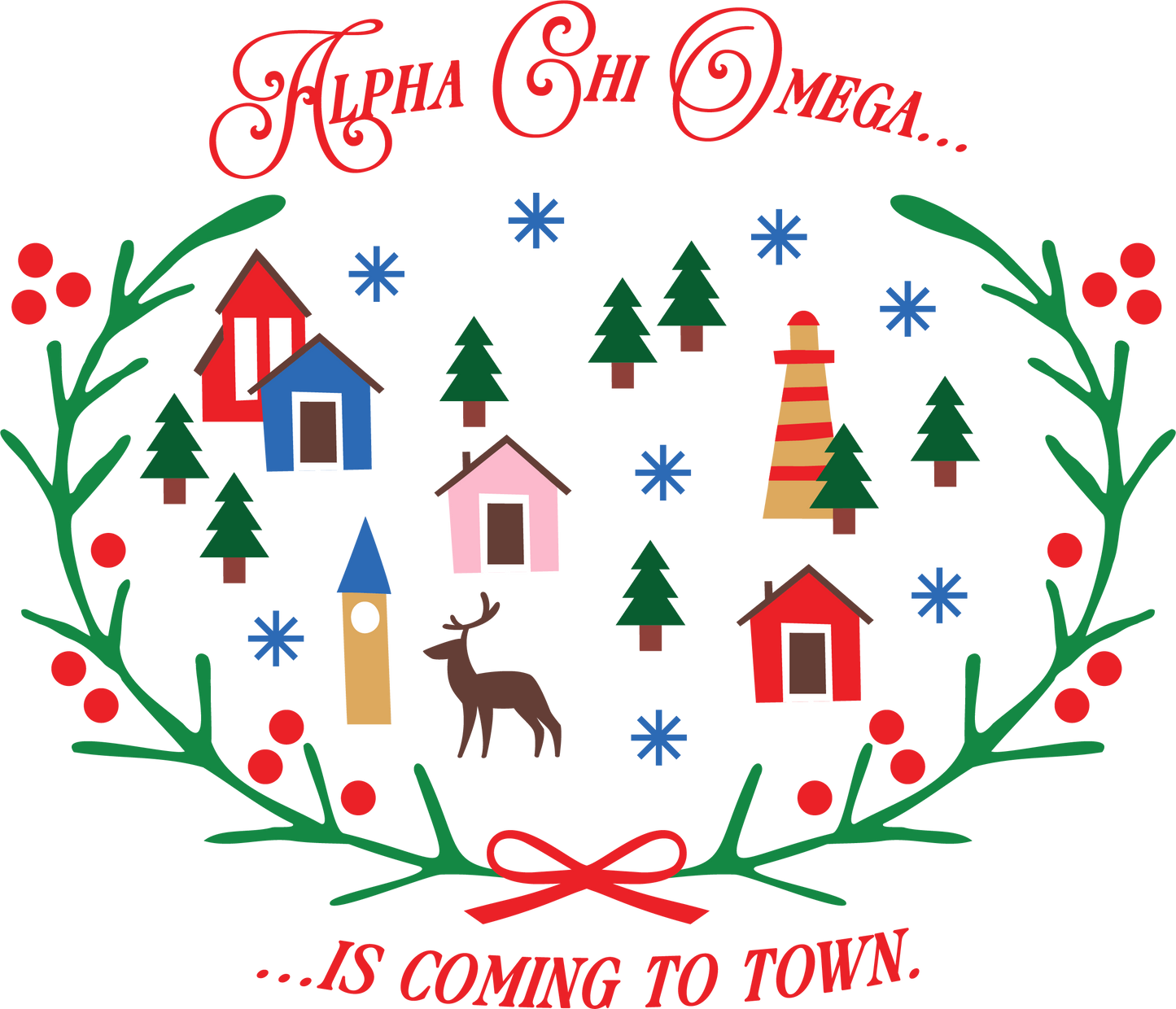 Alpha Chi Omega Christmas Village Crewneck