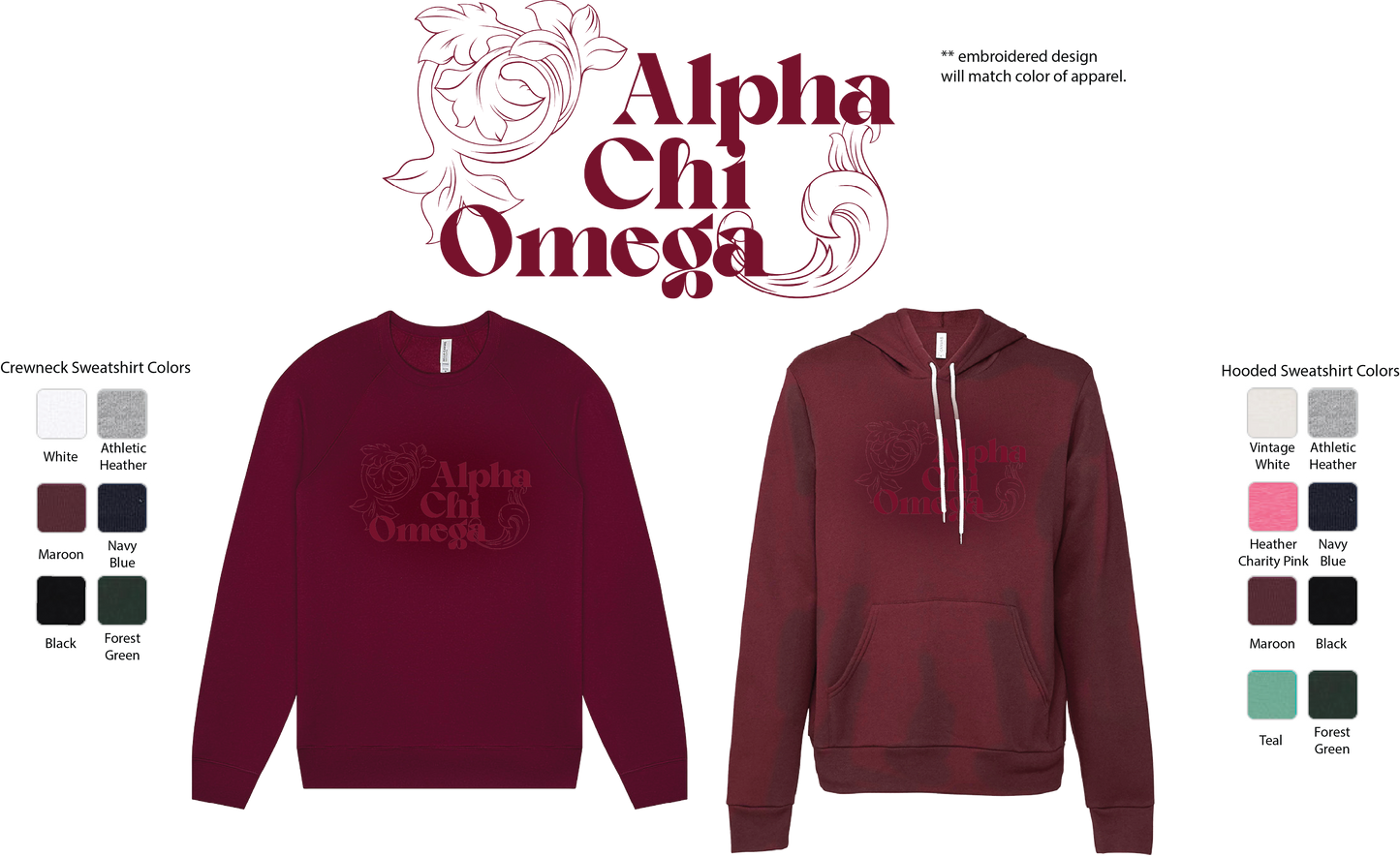 Alpha Chi Omega Monochromatic Crewneck