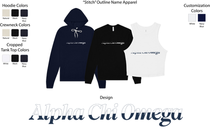 Alpha Chi Omega Stitched Outline Cropped Tanks