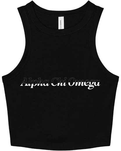 Alpha Chi Omega Stitched Outline Cropped Tanks