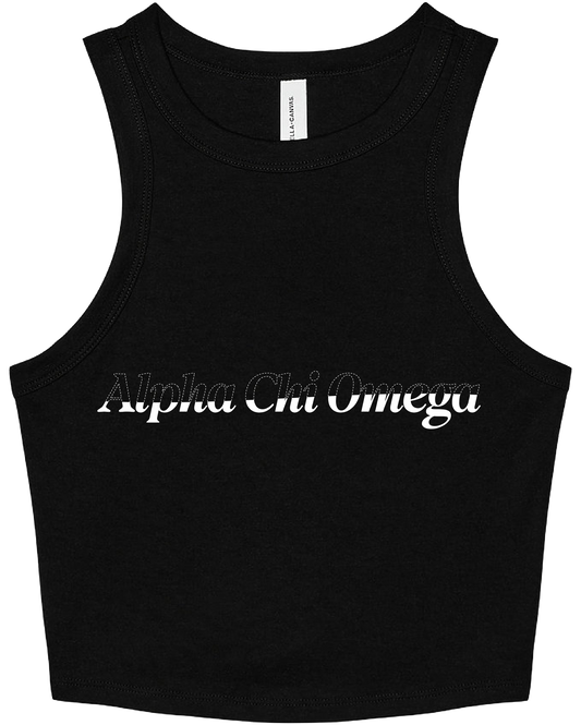 Alpha Chi Omega Stitched Outline Cropped Tanks