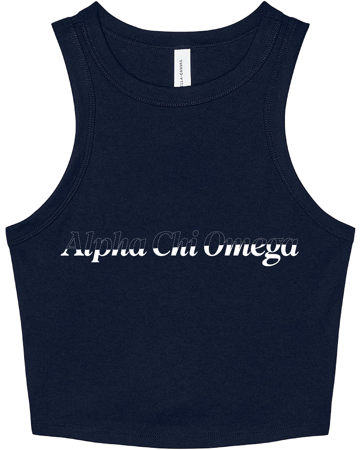 Alpha Chi Omega Stitched Outline Cropped Tanks