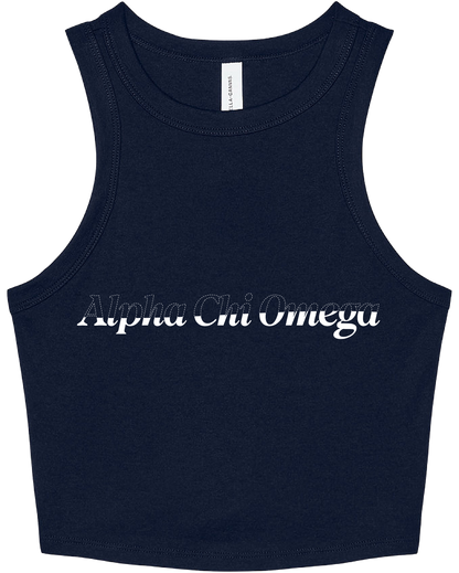 Alpha Chi Omega Stitched Outline Cropped Tanks