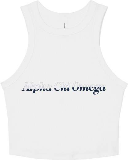 Alpha Chi Omega Stitched Outline Cropped Tanks