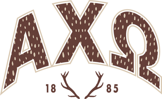 Alpha Chi Omega Fawn Print Varsity Crewneck