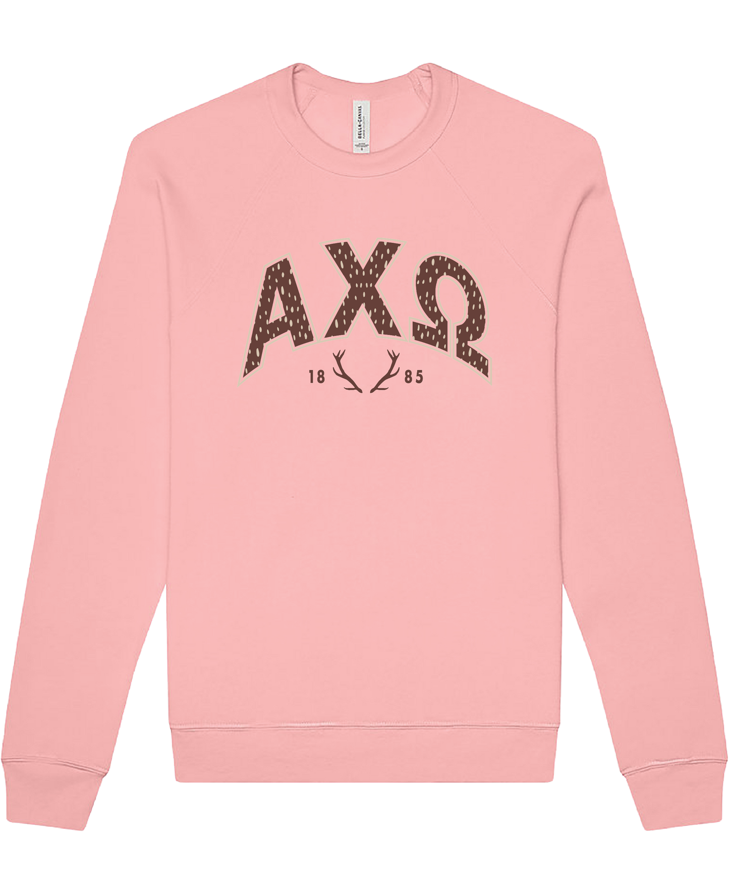 Alpha Chi Omega Fawn Print Varsity Crewneck