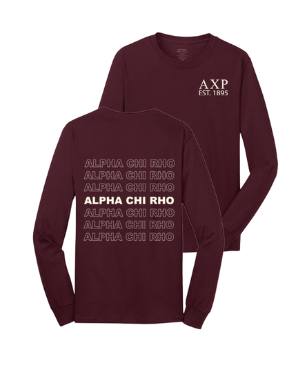 Alpha Chi Rho Repeating Name Long Sleeve T-Shirts