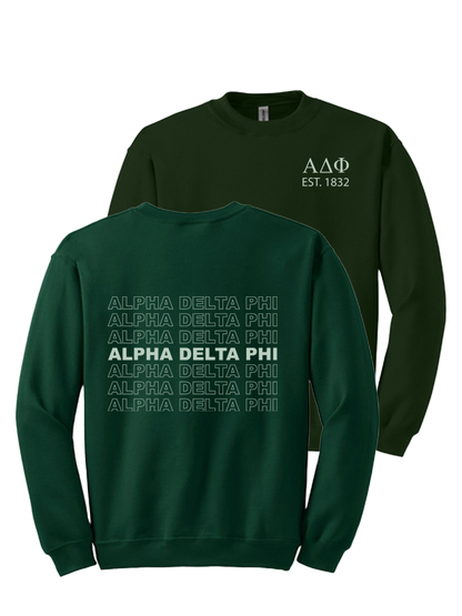 Alpha Delta Phi Repeating Name Crewneck Sweatshirts