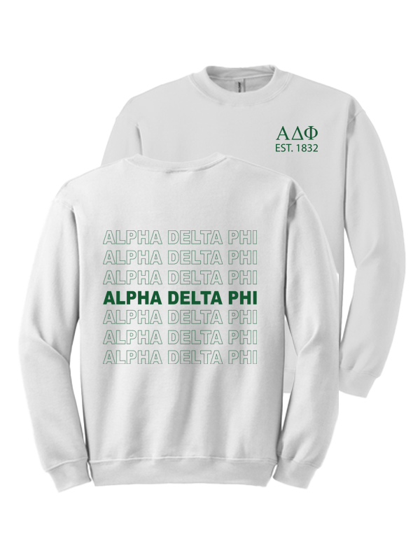 Alpha Delta Phi Repeating Name Crewneck Sweatshirts