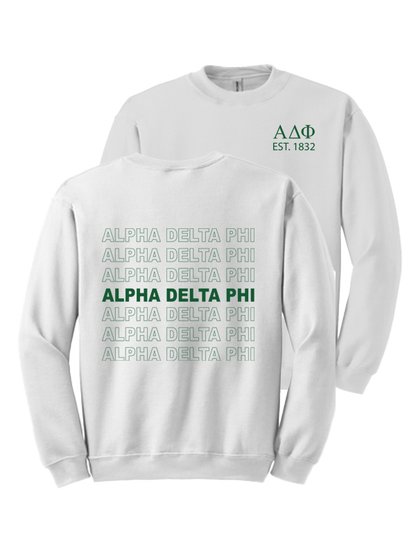 Alpha Delta Phi Repeating Name Crewneck Sweatshirts