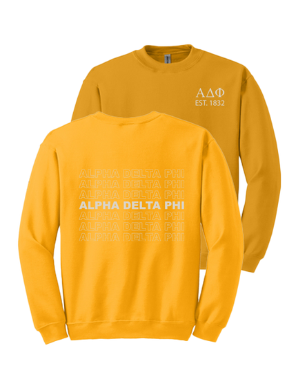 Alpha Delta Phi Repeating Name Crewneck Sweatshirts