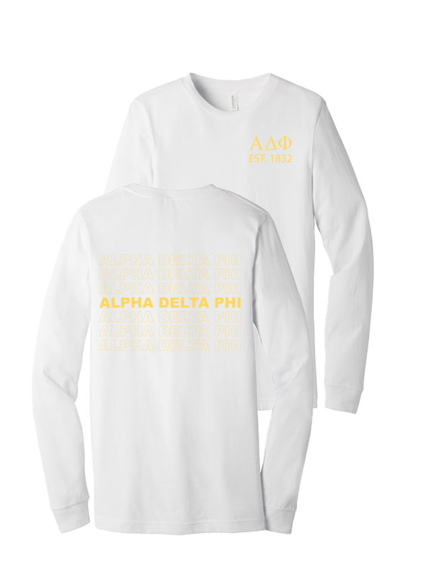 Alpha Delta Phi Repeating Name Long Sleeve T-Shirts