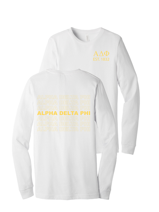 Alpha Delta Phi Repeating Name Long Sleeve T-Shirts