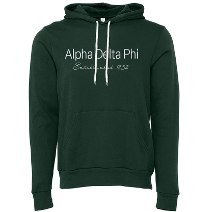 Alpha Delta Phi Embroidered Printed Name Hooded Sweatshirts