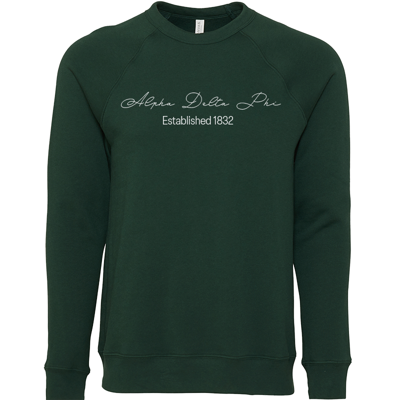 Alpha Delta Phi Embroidered Scripted Name Crewneck Sweatshirts