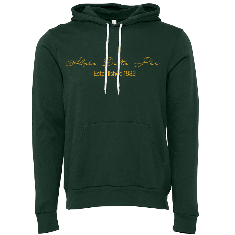 Alpha Delta Phi Embroidered Scripted Name Hooded Sweatshirts
