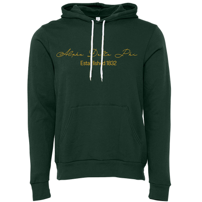 Alpha Delta Phi Embroidered Scripted Name Hooded Sweatshirts