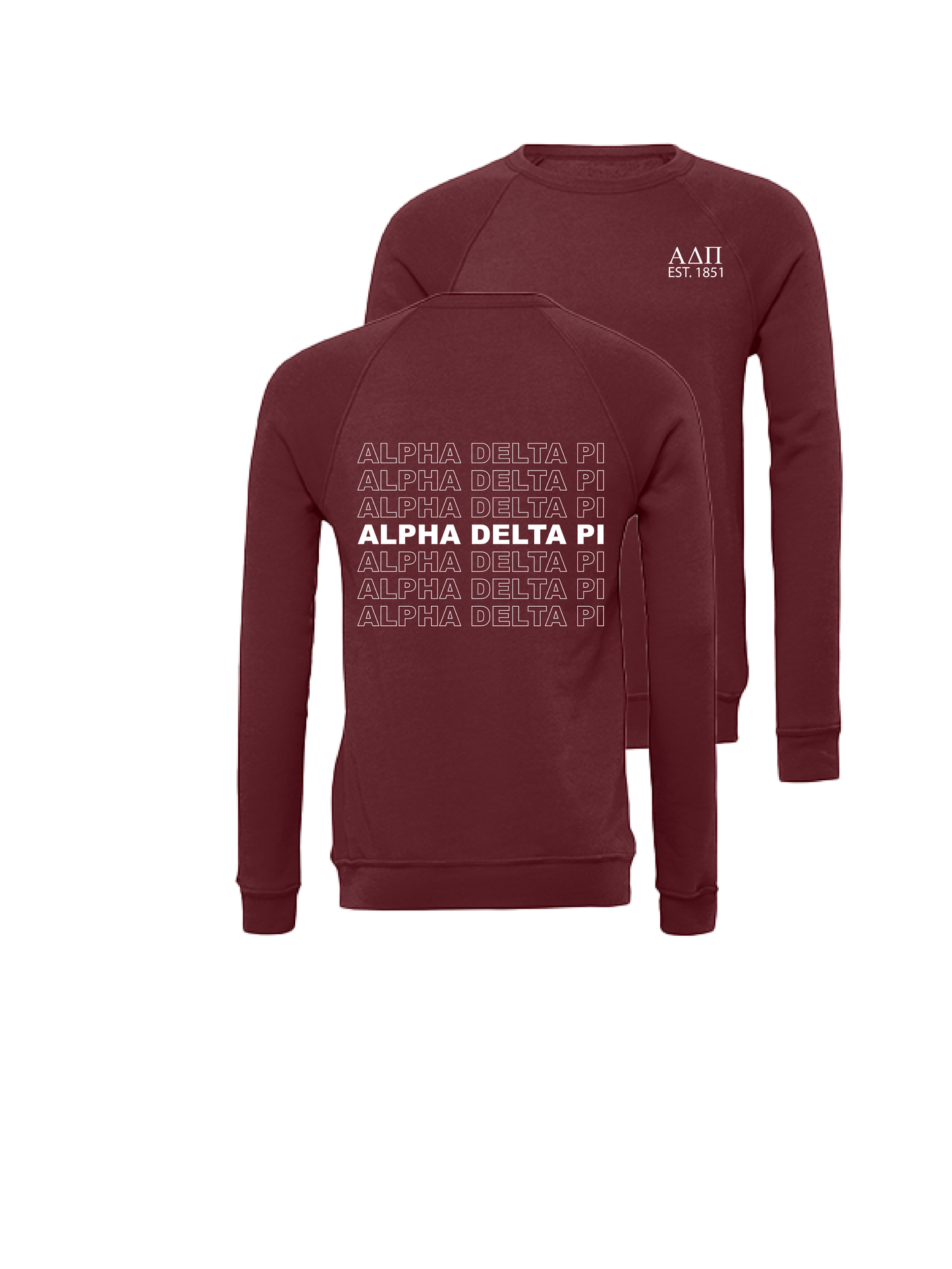 Alpha Delta Pi Repeating Name Crewneck Sweatshirts