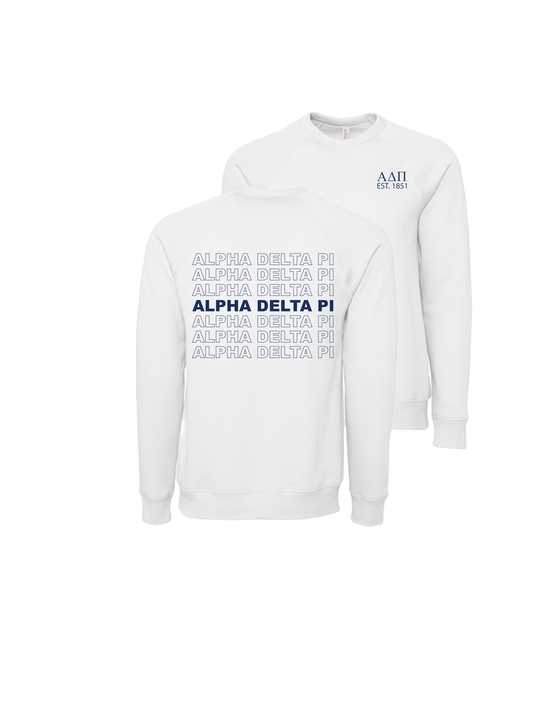 Alpha Delta Pi Repeating Name Crewneck Sweatshirts