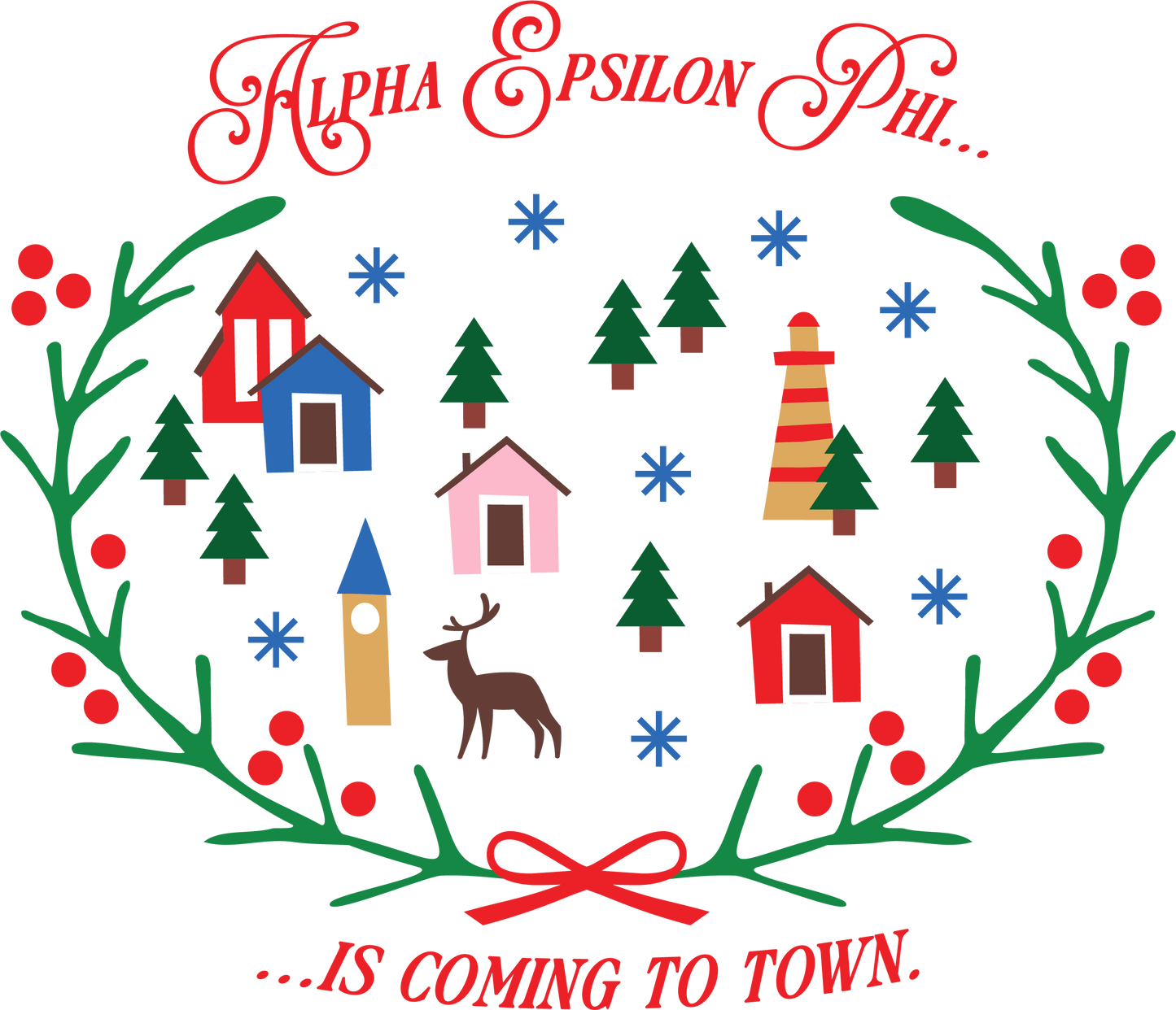 Alpha Epsilon Phi Christmas Village Cropped Hoodie