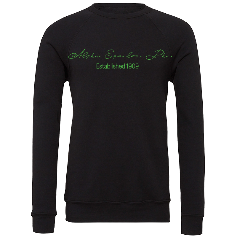 Alpha Epsilon Phi Embroidered Scripted Name Crewneck Sweatshirts