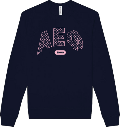 Alpha Epsilon Phi polka dot crew in navy