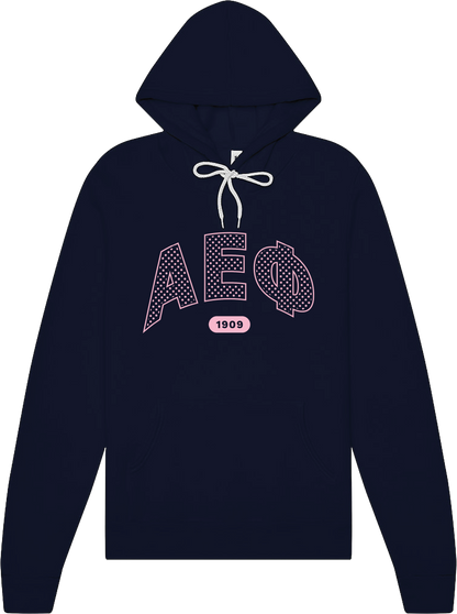Alpha Epsilon Phi polka dot hoodie in navy