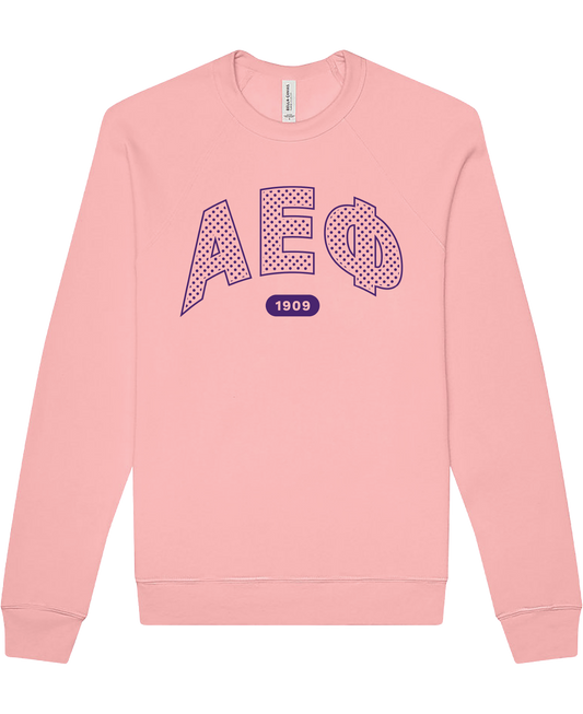 Alpha Epsilon Phi polka dot crew in pink