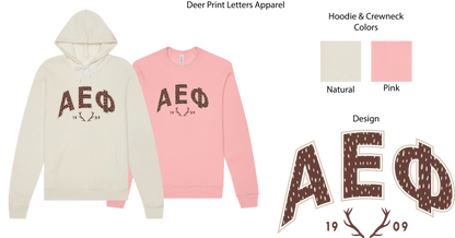 Alpha Epsilon Phi Fawn Print Varsity Hoodie