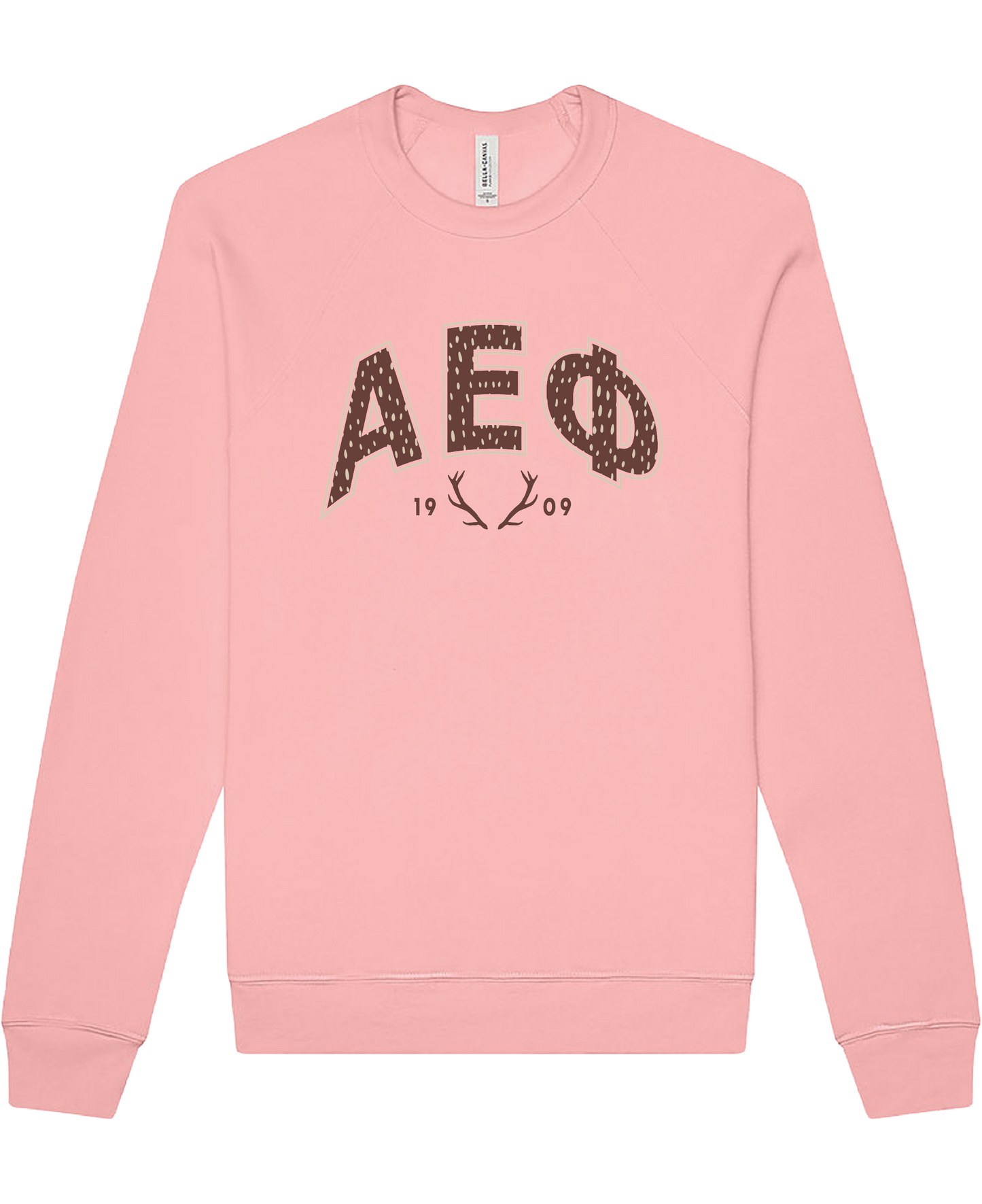 Alpha Epsilon Phi Fawn Print Varsity Crewneck