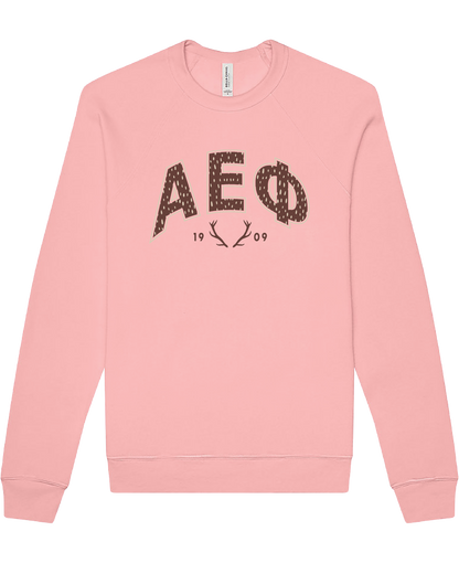 Alpha Epsilon Phi Fawn Print Varsity Crewneck