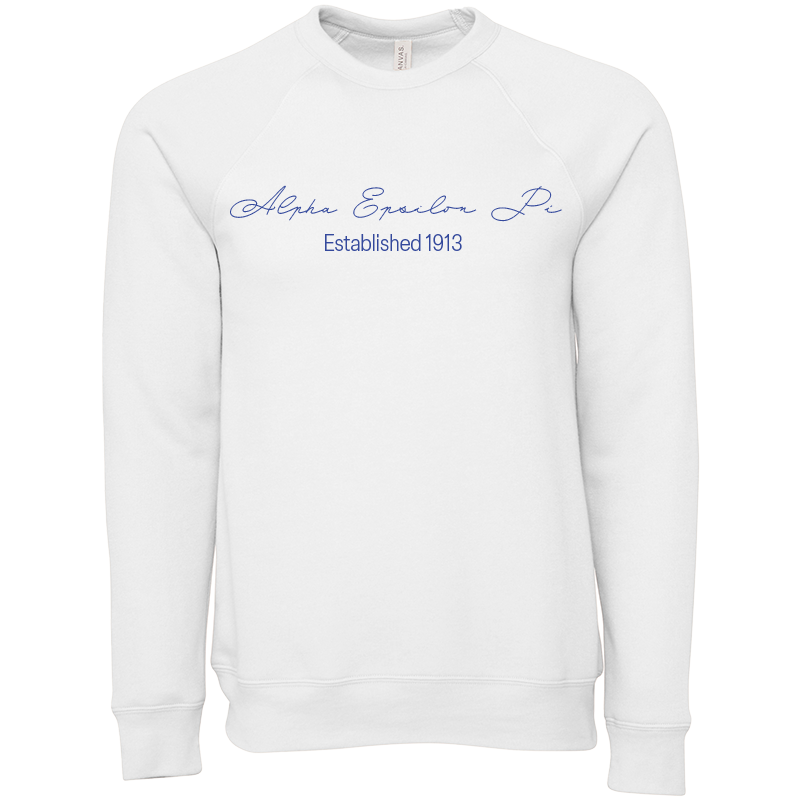 Alpha Epsilon Pi Embroidered Scripted Name Crewneck Sweatshirts